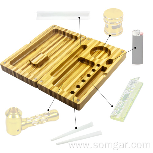 WT07W201 Backflip Magnetic Foldable Bamboo Rolling Tray